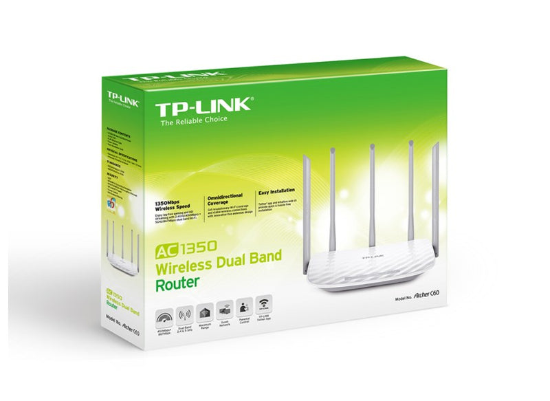 Roteador Fast Wi-Fi TP-Link Archer C60, Wireless Dual Band 2.4/5 GHz AC1350