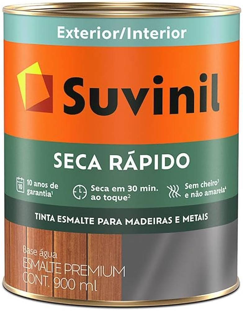 Tinta Suvinil para madeiras e metais esmalte brilhante seca rapido 0,9L – Branco – 53703721